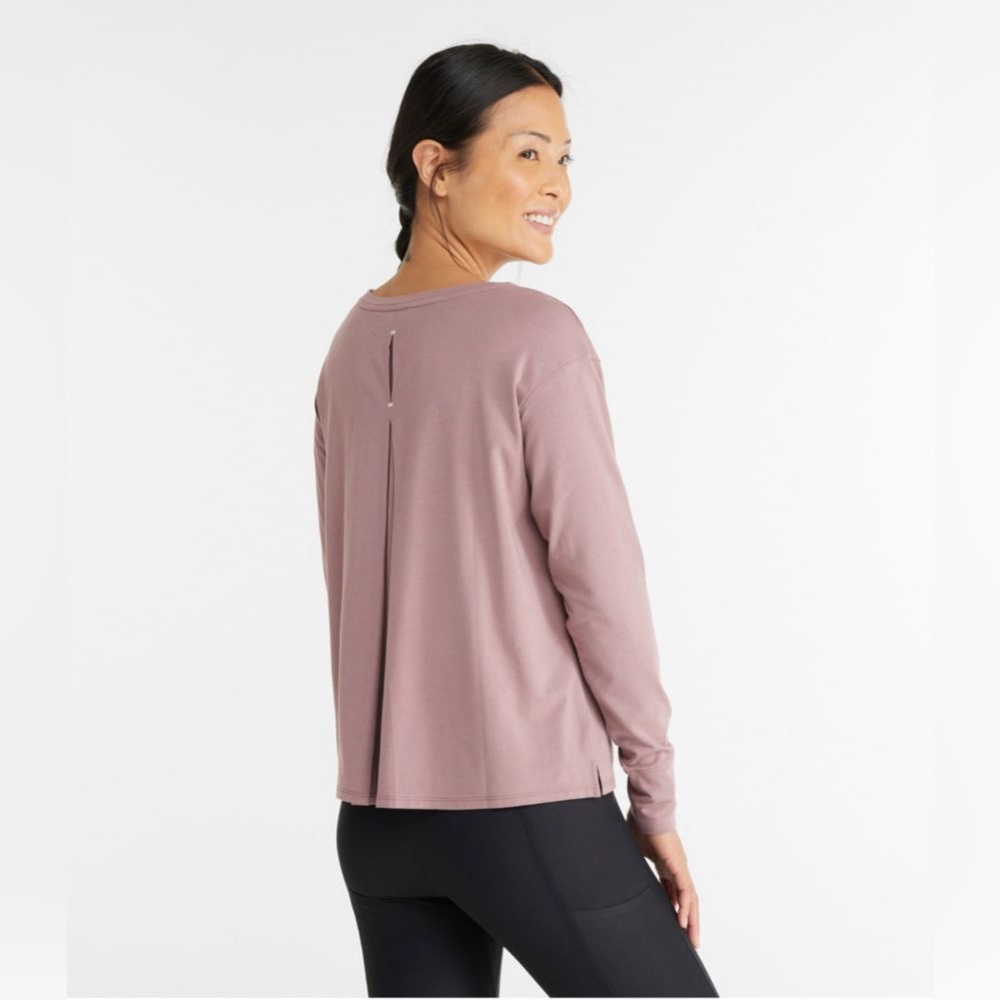 L.L Bean’s Women's Beyond Soft Tee, Pleat-Back Long-Sleeve in orange size XL